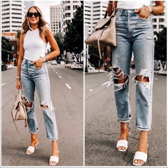 Agolde 90’s Mid Rise Loose Fit Jeans in Fallout Blue 25 - Picture 4 of 16